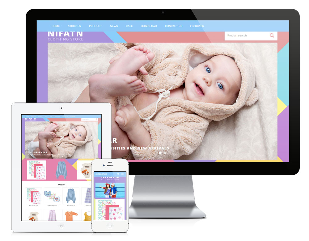 799童装外贸响应式英文网站模板