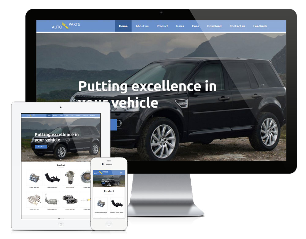 809汽车配件外贸响应式英文网站模板板